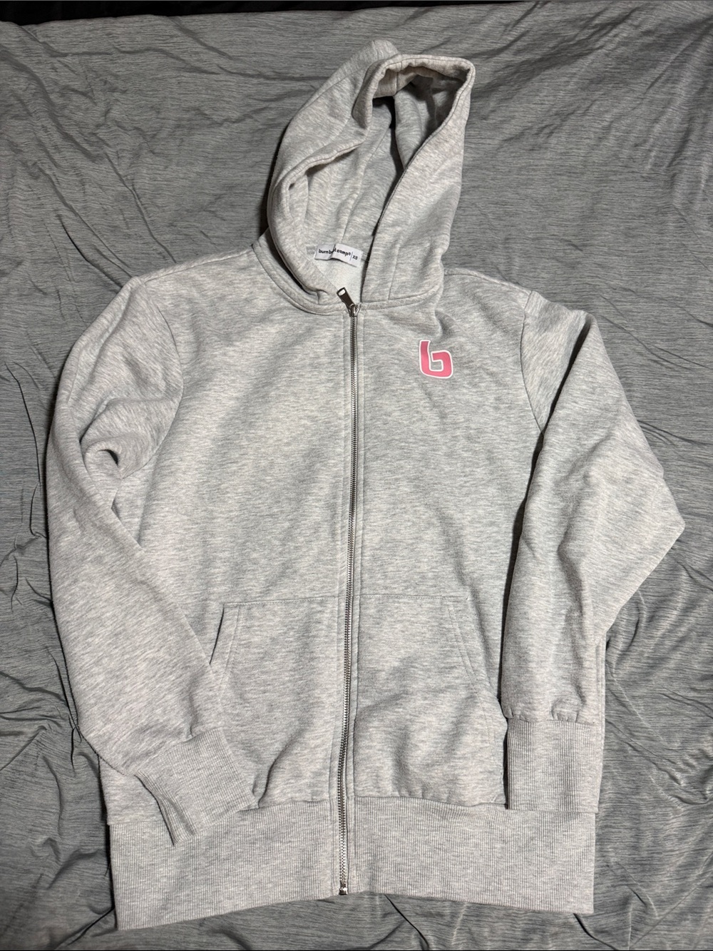 Burn Boot Camp Light Gray Zip Hoodie with Pink Logo